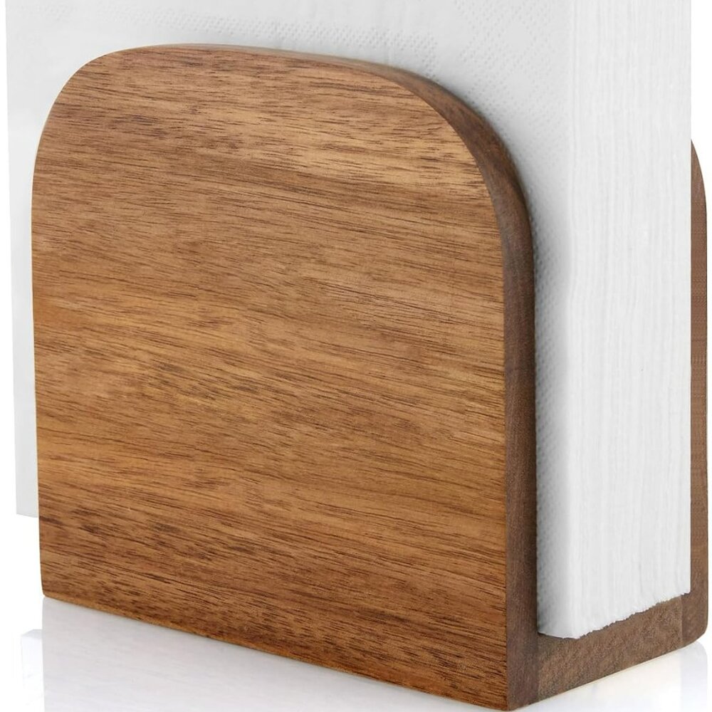 Acacia Wood Napkin Holder Boho Farmhouse UsefulDecor